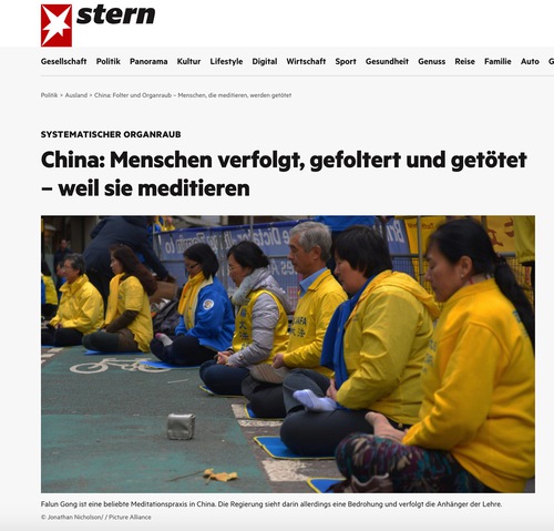 Image for article המגזין הגרמני Stern: נרדפים, מעונים ונרצחים בסין בשל מדיטציה