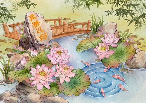Image for article [לציון יום הפאלון דאפא העולמי] ציור: בריכת פרחי לוטוס